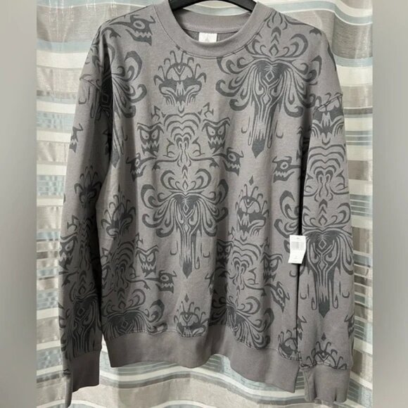 Disney Parks Haunted Mansion Wallpaper Pullover Sweatshirt Size Med - Picture 2 of 6